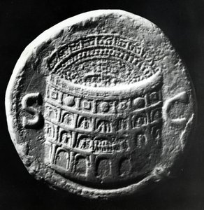 Sestercio de bronce mostrando una vista aérea del Coliseo, c.80-81 d.C.